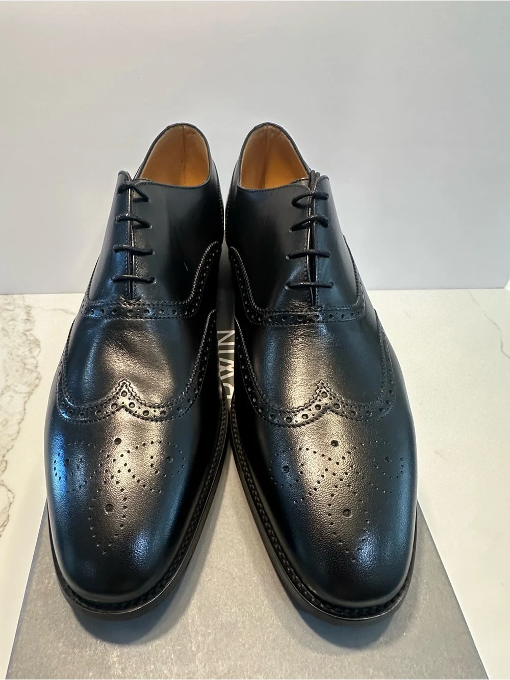 Men's Black Leather Brogue Derby Shoes